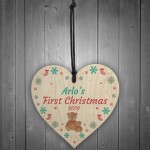 Baby 1st Christmas Gift Personalised Wood Heart Boy Girl Gift