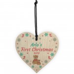 Baby 1st Christmas Gift Personalised Wood Heart Boy Girl Gift
