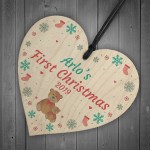 Baby 1st Christmas Gift Personalised Wood Heart Boy Girl Gift