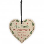 1st Family Christmas Bauble Wooden Heart 1st Christmas Bauble