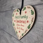 1st Family Christmas Bauble Wooden Heart 1st Christmas Bauble