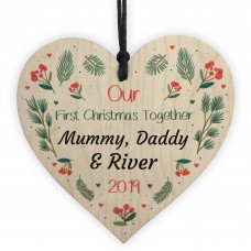 Our First Christmas Bauble Wooden Heart 1st Christmas Bauble