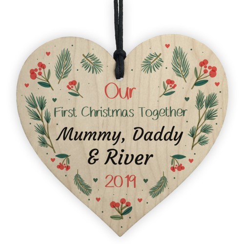 Our First Christmas Bauble Wooden Heart 1st Christmas Bauble