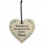 1st Christmas In New Home Wooden Heart Welcome To Xmas