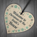 1st Christmas In New Home Wooden Heart Welcome To Xmas