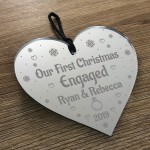 1st Christmas Bauble Personalised Acrylic Heart Engagement Gift 