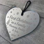 1st Christmas As A Family Personalised Acrylic Heart Xmas Gift