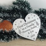 1st Christmas As A Family Personalised Acrylic Heart Xmas Gift