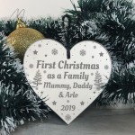 1st Christmas As A Family Personalised Acrylic Heart Xmas Gift