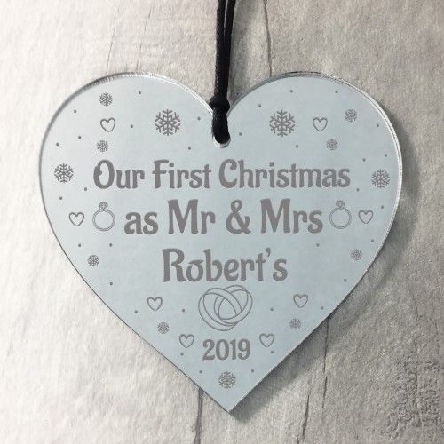 1st Xmas As Mr & Mrs Christmas Gift For Couple Acrylic Heart