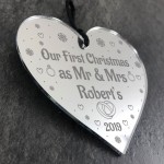 1st Xmas As Mr & Mrs Christmas Gift For Couple Acrylic Heart