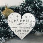 1st Christmas Bauble Gift Personalised Mr And Mrs Acrylic Heart