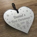 1st Christmas Bauble Ornament New Baby Mirror Acrylic Heart