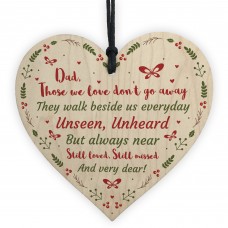 Christmas Memorial Bauble Dad Wood Rememberance Heart Tree Decor