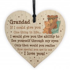 Grandad Novelty Gift From Grandchildren Wooden Heart Gift