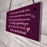 Thank You Gift For Best Friend Hanging Friendship Sign