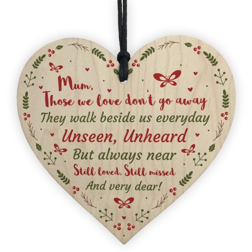 Handmade Memorial Gift Wooden Heart Remembrance Plaque For Mum