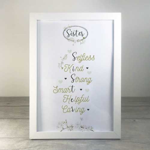 Sister Poem Gift For Birthday Christmas Framed Print Gift