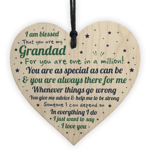 Gift For Grandad Wooden Heart Grandad Birthday Christmas Gifts 