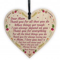 Mum Gift Novelty Plaque Handmade Wooden Heart Mum Birthday Xmas