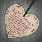 Mum Gift Novelty Plaque Handmade Wooden Heart Mum Birthday Xmas