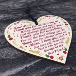 Mum Gift Novelty Plaque Handmade Wooden Heart Mum Birthday Xmas