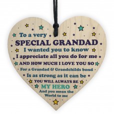 Grandad Gift Wooden Heart Birthday Christmas Gift For Grandad 