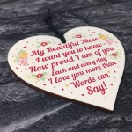 Gifts For Niece Birthday Or Christmas Gifts Wooden Heart