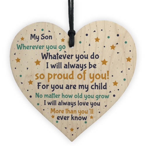 Novelty Son Gift Wooden Heart Son Birthday 18th 21st Card Gift