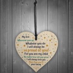 Novelty Son Gift Wooden Heart Son Birthday 18th 21st Card Gift