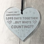 Funny 3rd Anniversary Gift For Boyfriend Girlfriend Wood Heart 