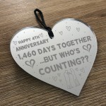 Funny 4th Anniversary Gift For Boyfriend Girlfriend Wood Heart