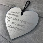 Funny 4th Anniversary Gift For Boyfriend Girlfriend Wood Heart