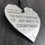 Funny 2nd Anniversary Gift For Boyfriend Girlfriend Wood Heart