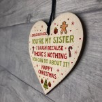 Novelty Sister Christmas Gift Wooden Heart Quirky Sister Gifts