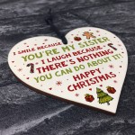 Novelty Sister Christmas Gift Wooden Heart Quirky Sister Gifts