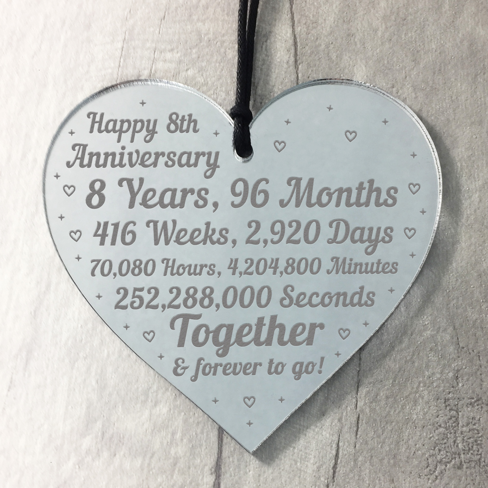 8th Anniversary Gift For Him Her 8th Wedding Anniversary Heart