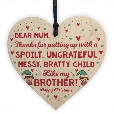 Funny Mum Gift For Christmas From Sister Brother Wooden Heart