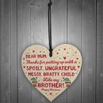 Funny Mum Gift For Christmas From Sister Brother Wooden Heart