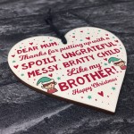 Funny Mum Gift For Christmas From Sister Brother Wooden Heart