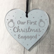 First Christmas Engaged Mirror Acrylic Heart Engagement Gifts