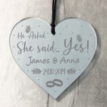 Handmade Hanging Heart Engagement Gift For Couples Personalised