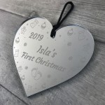 Personalised Baby First Christmas Mirror Acrylic Heart Newborn