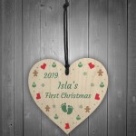 First Christmas Bauble Wooden Heart Babys 1st Christmas Bauble