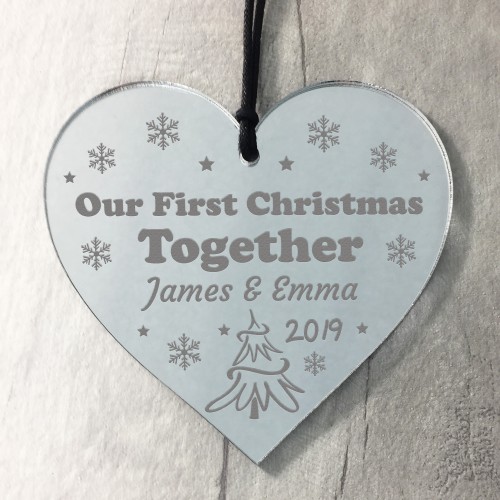 Personalised First Christmas Boyfriend Girlfriend Mirror Acrylic