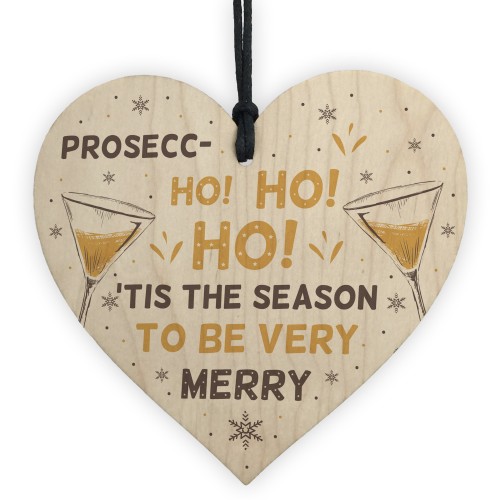 Funny Christmas Alcohol Gift Wood Heart Alcohol Prosecco Gift