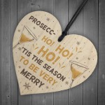 Funny Christmas Alcohol Gift Wood Heart Alcohol Prosecco Gift