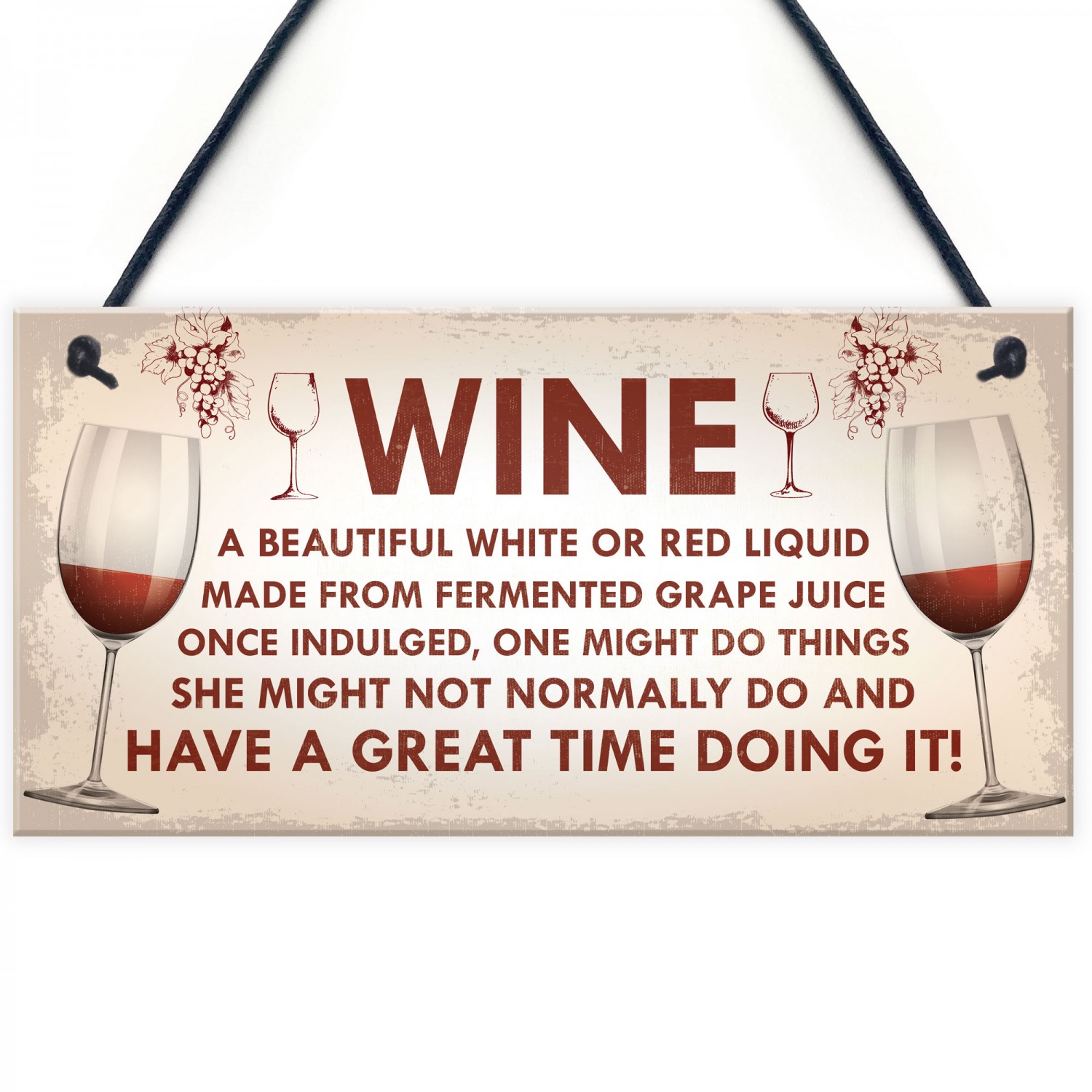 New Home Friend Gift Wine Shabby Chic Plaque Hanging Funn Sign