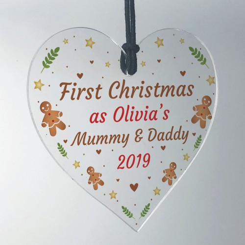 1st Christmas As Mummy And Daddy Heart Christmas Tree Decoration