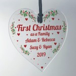 First Christmas As A Family Hanging Heart 1st Christmas Decor